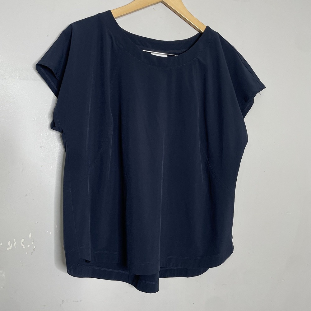 J. Jill Fit Short Sleeve Navy Blouse‎ Womens Large